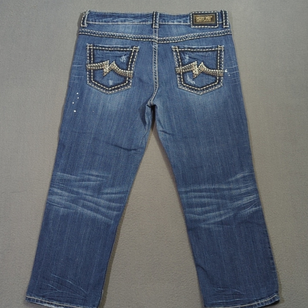Miss Me Jeans Women's 31 Blue Boyfriend Cropped Denim